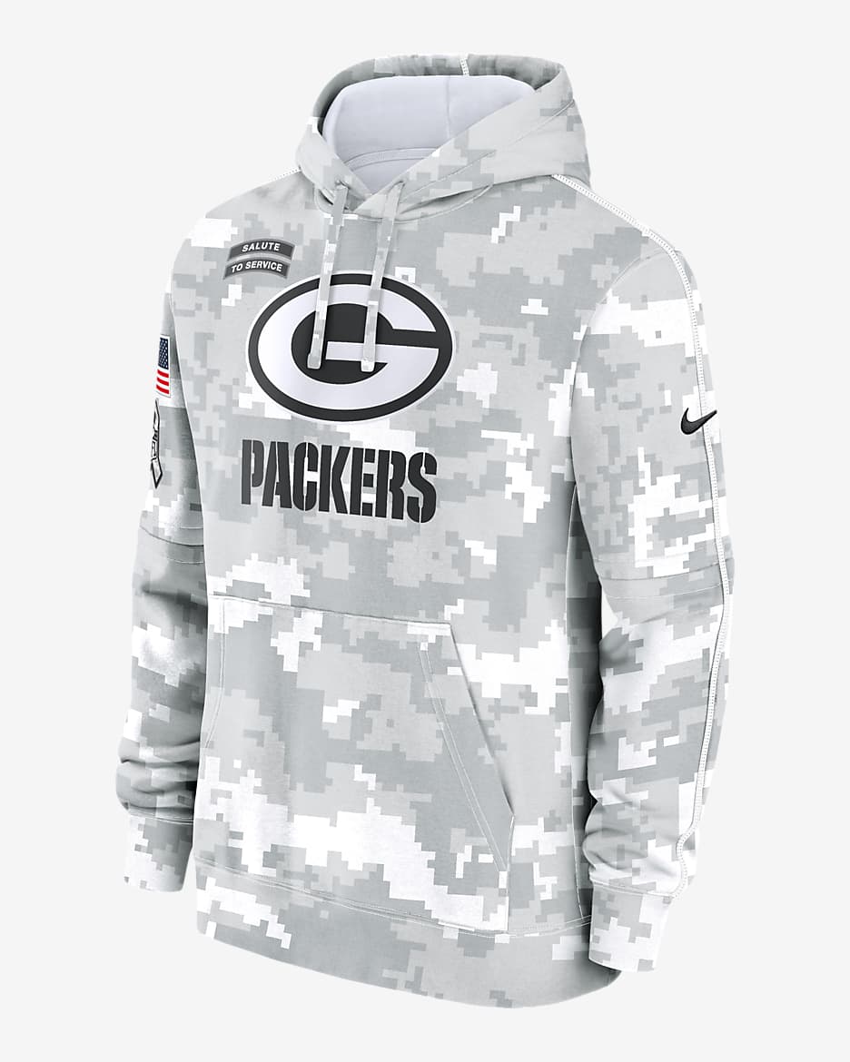 Green Bay Packers Salute to Service Primary Edge Club Men s Nike NFL Pullover Hoodie. Nike